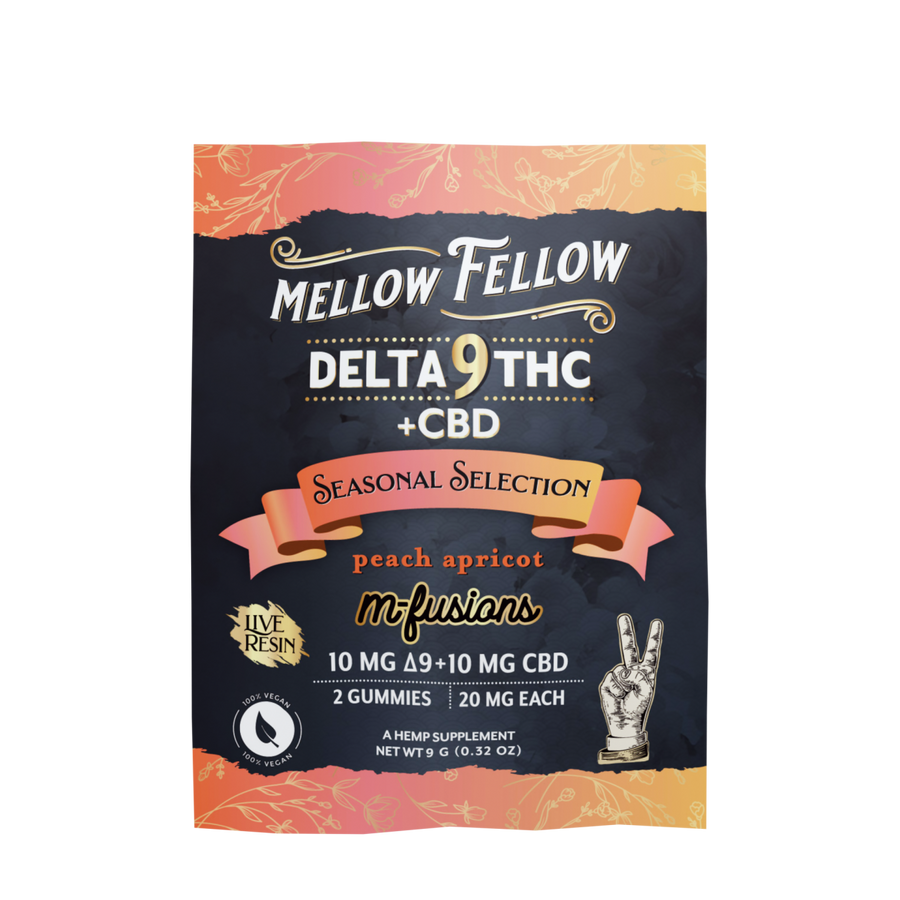 Live Resin Infused Edibles - 2 ct. 40mg Delta 9 THC & CBD - Peach Apricot (Seasonal Selection) - Mellow Fellow