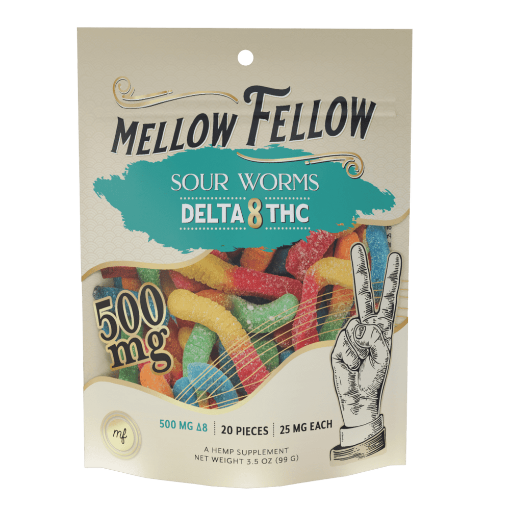 Delta 8 Sour Worms 500mg - Mellow Fellow