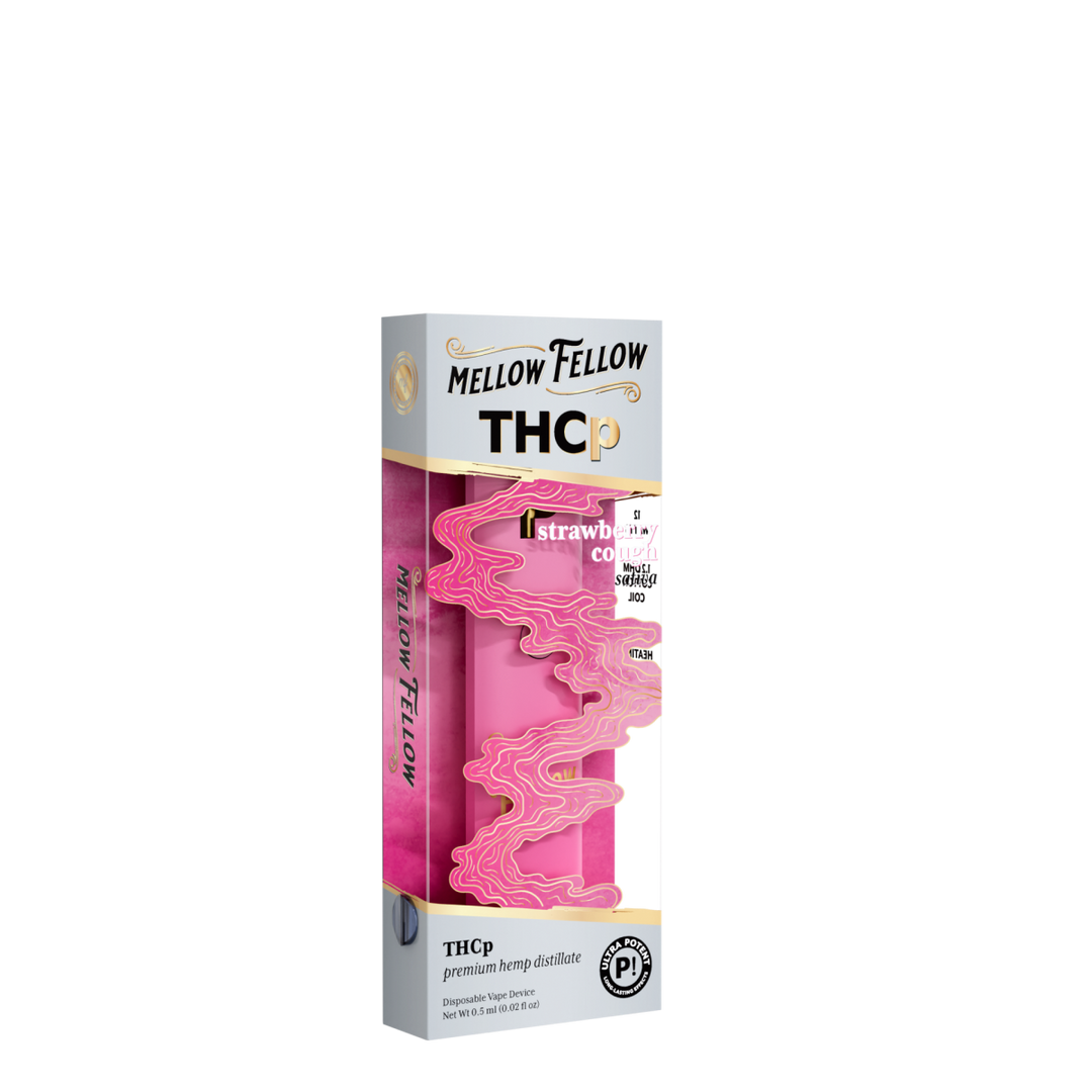 THCp 0.5g Disposable Vape - Strawberry Cough (Sativa) - Mellow Fellow