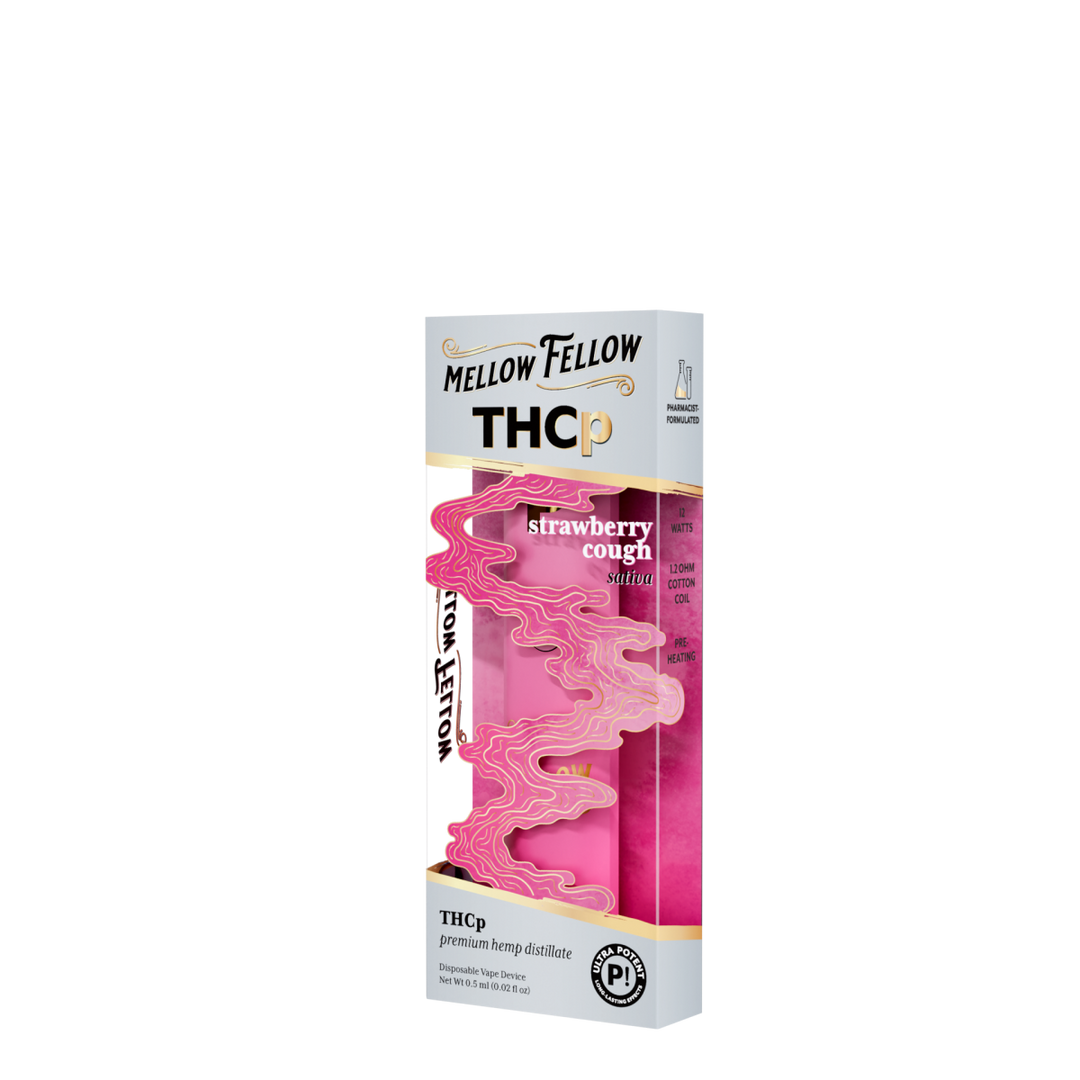 THCp 0.5g Disposable Vape - Strawberry Cough (Sativa) - Mellow Fellow