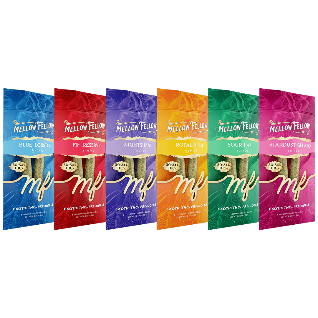 THCa 2g Private Reserve Exotic Prerolls Sampler 6 Pack - Mellow Fellow