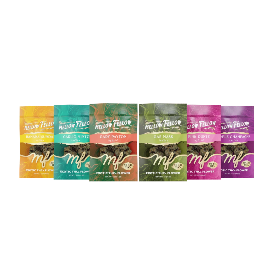 THCa 1g Exotic Flower Sachets Sampler 6 Pack - Mellow Fellow