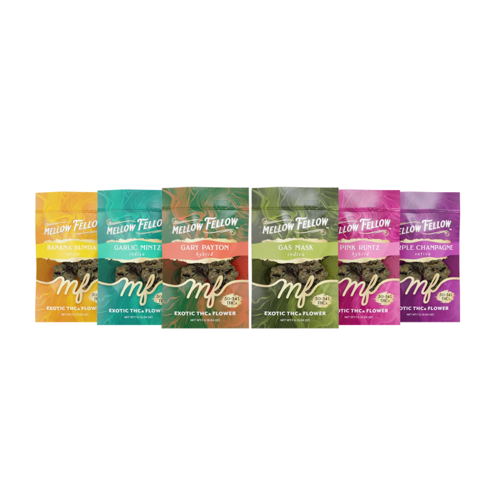 THCa 1g Exotic Flower Sachets Sampler 6 Pack - Mellow Fellow