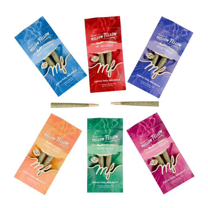 THCa 2g Private Reserve Exotic Prerolls Sampler 6 Pack - Mellow Fellow
