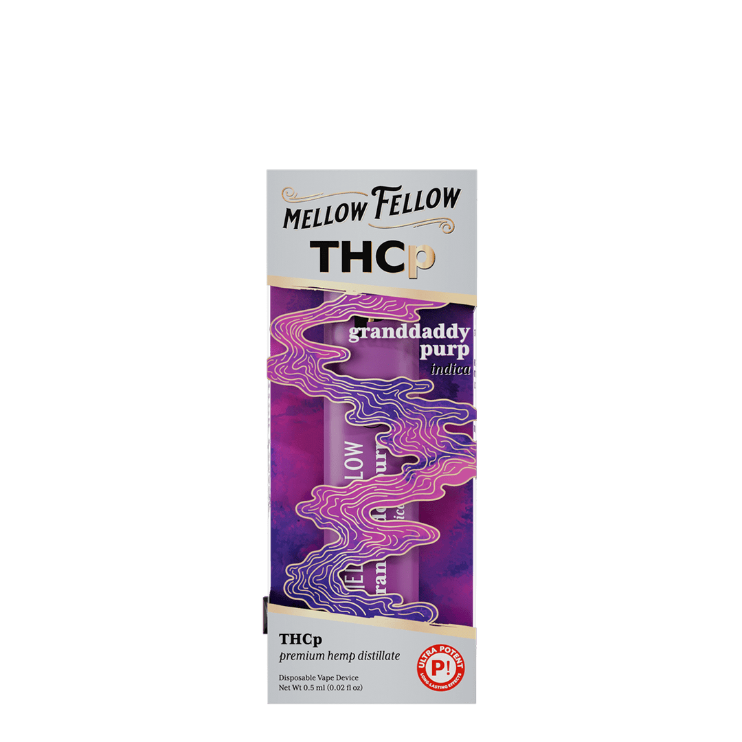 THCp 0.5g Disposable Vape - Granddaddy Purp (Indica) - Mellow Fellow