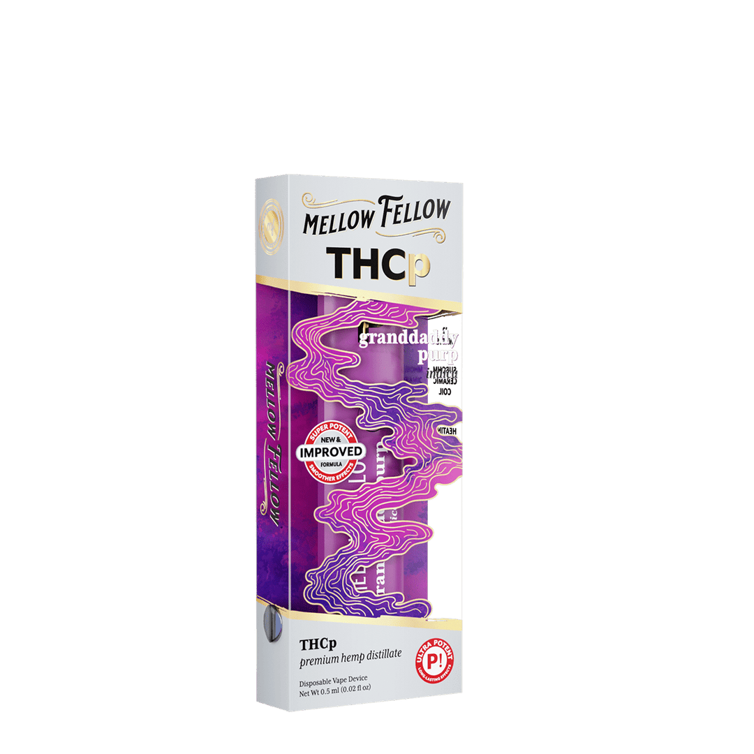 THCp 0.5g Disposable Vape - Granddaddy Purp (Indica) - Mellow Fellow