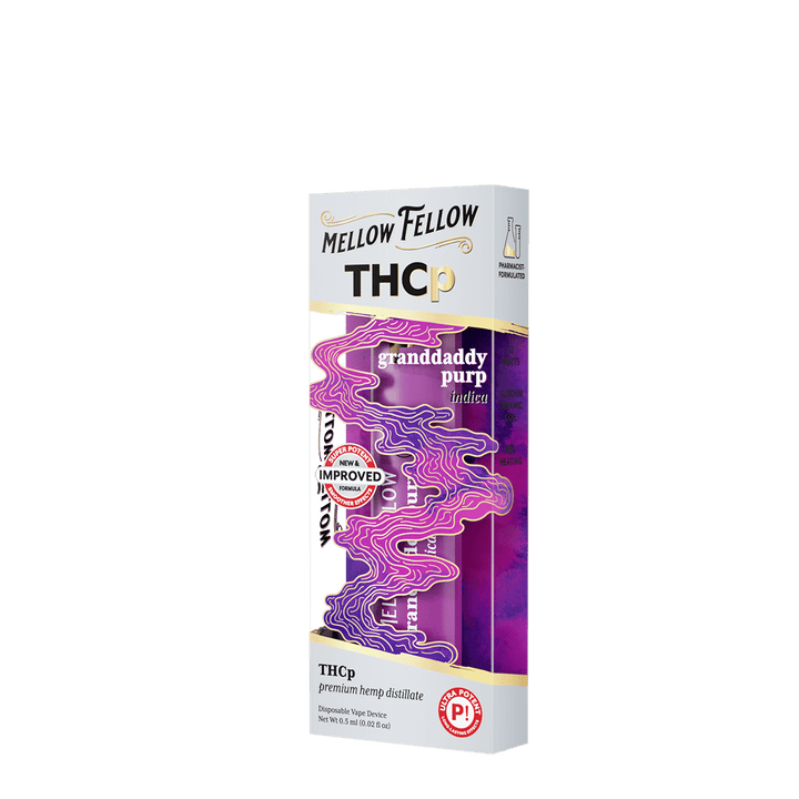 THCp 0.5g Disposable Vape - Granddaddy Purp (Indica) - Mellow Fellow