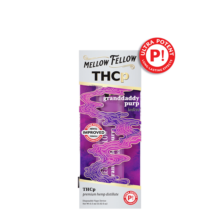 THCp 0.5g Disposable Vape - Granddaddy Purp (Indica) - Mellow Fellow