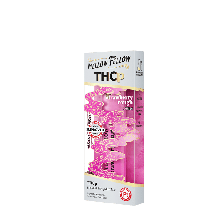THCp 0.5g Disposable Vape - Strawberry Cough (Sativa) - Mellow Fellow