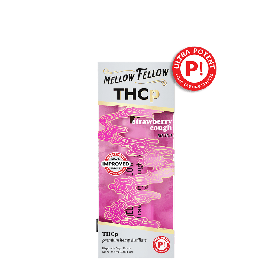 THCp 0.5g Disposable Vape - Strawberry Cough (Sativa) - Mellow Fellow