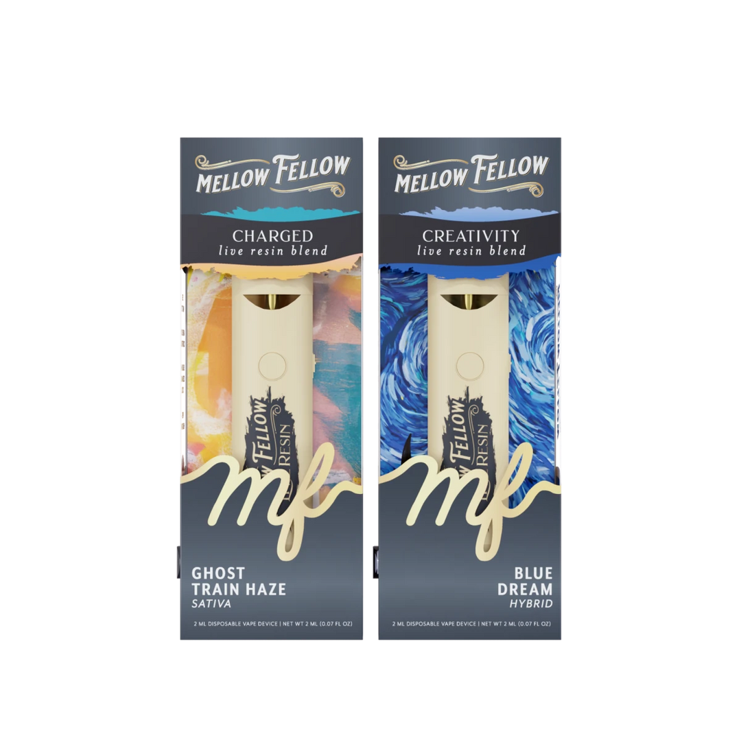 The DIY Bundle - Charged Ghost Train Haze (Sativa) and Creativity Blue Dream (Hybrid) - 2 Pk 2ml Live Resin Disposable Vapes