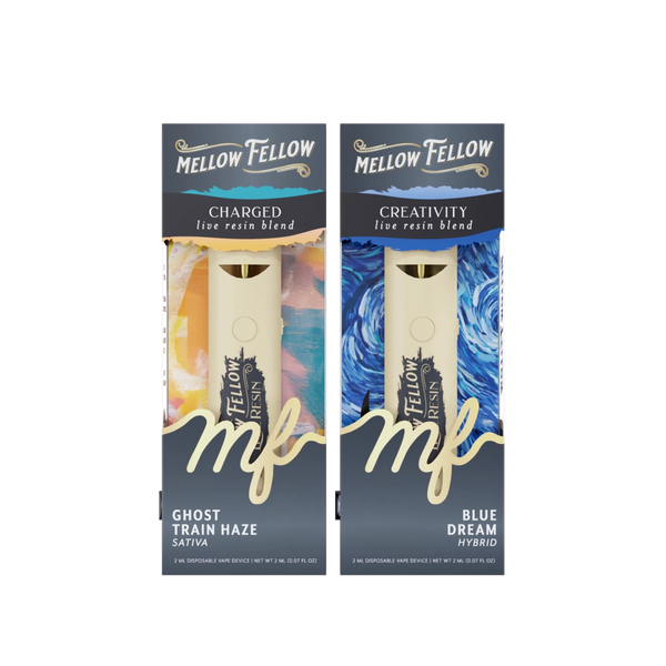 The DIY Bundle - Charged Ghost Train Haze (Sativa) and Creativity Blue Dream (Hybrid) - 2 Pk 2ml Live Resin Disposable Vapes
