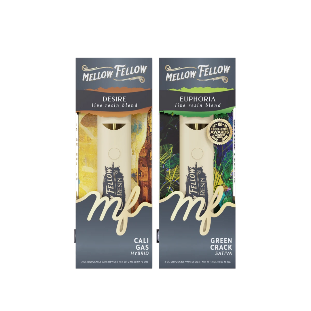 The Date Night Bundle - Desire Cali Gas (Hybrid) and Euphoria Green Crack (Sativa) - 2 Pk 2ml Live Resin Disposable Vapes