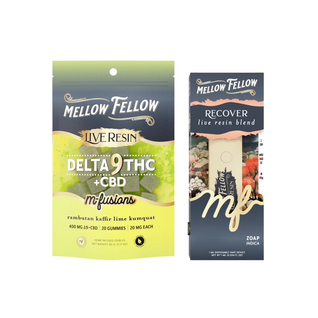 The Kyoto Bundle: Rambutan Kaffir Lime Kumquat Delta 9 Live Resin Edibles / Recover Blend (Zoap) 1ml Live Resin Disposable Vape - Mellow Fellow