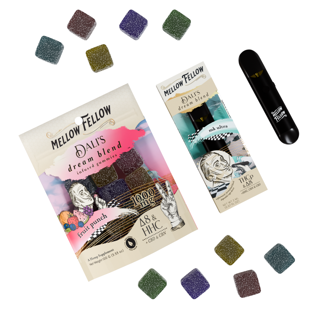 The Dream Fruit Bundle - MK Ultra 2ml Disposable Vape (Indica) & Fruit Punch Edibles - Mellow Fellow