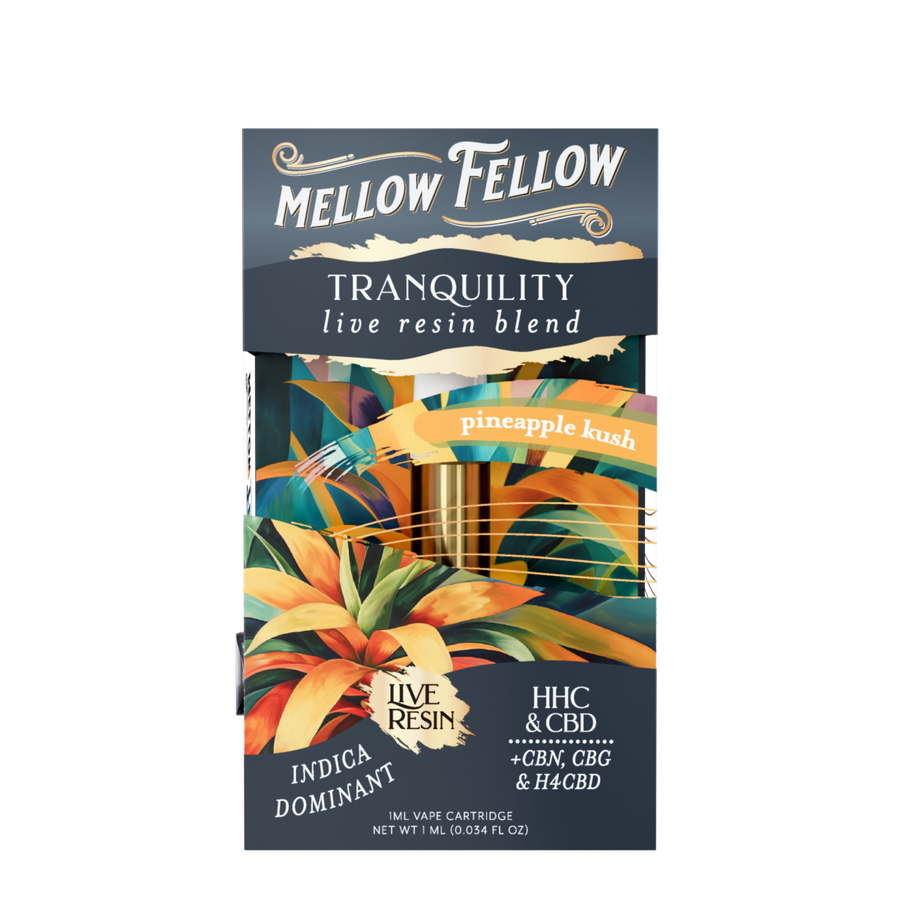 Tranquility Blend 1ml Live Resin Vape Cartridge - Pineapple Kush (Indica Dominant) - Mellow Fellow