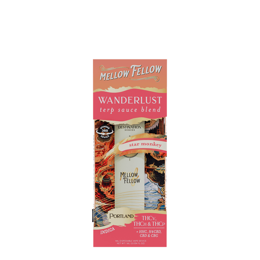 Wanderlust Blend - Terp Sauce 1ml Disposable Spinner Vape - Star Monkey (Indica) - Mellow Fellow