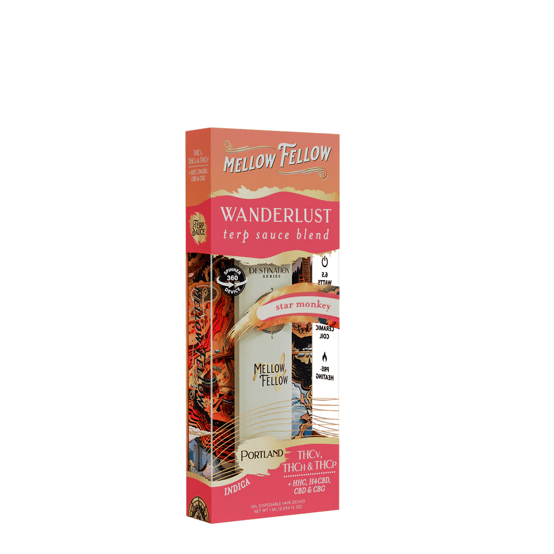 Wanderlust Blend - Terp Sauce 1ml Disposable Spinner Vape - Star Monkey (Indica) - Mellow Fellow