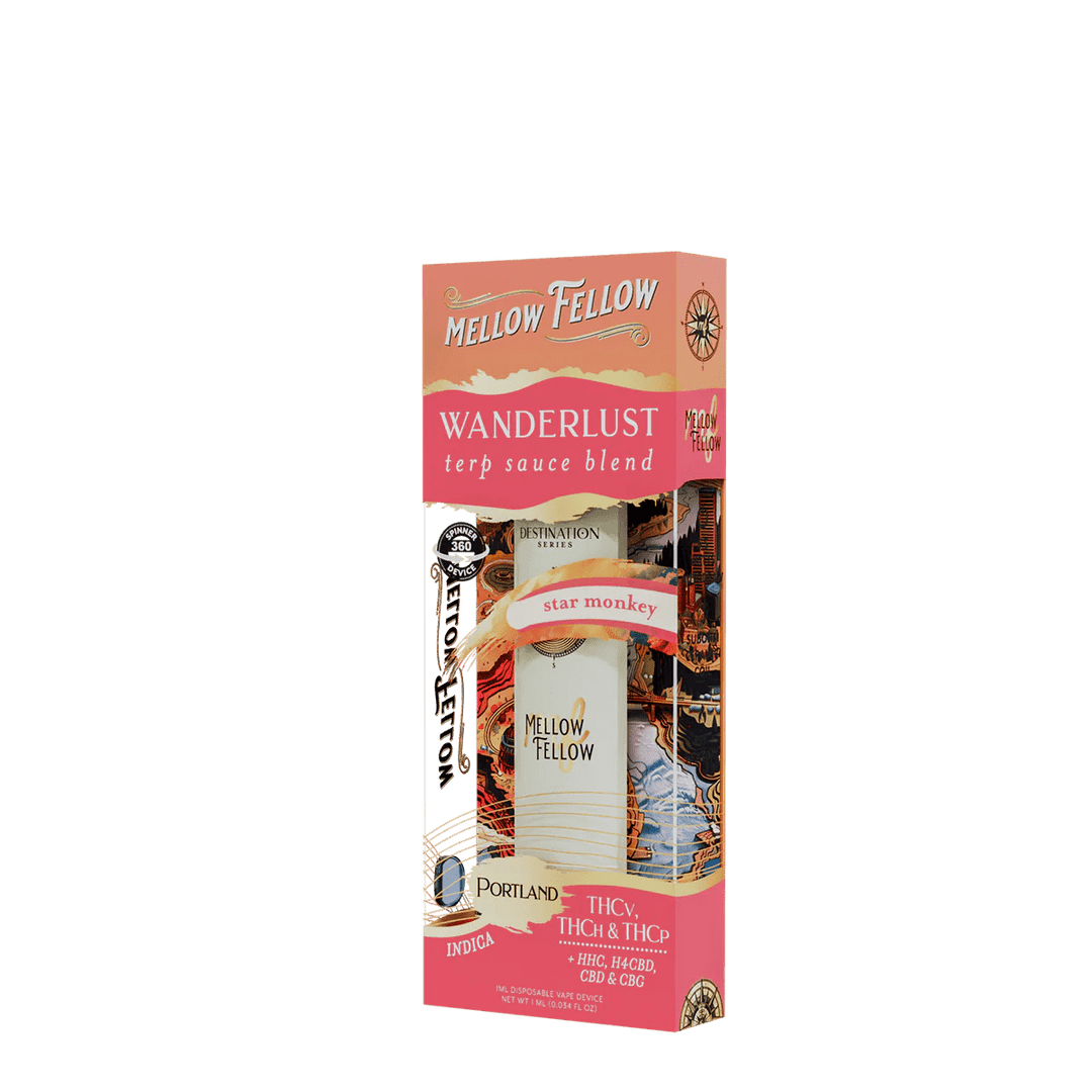 Wanderlust Blend - Terp Sauce 1ml Disposable Spinner Vape - Star Monkey (Indica) - Mellow Fellow