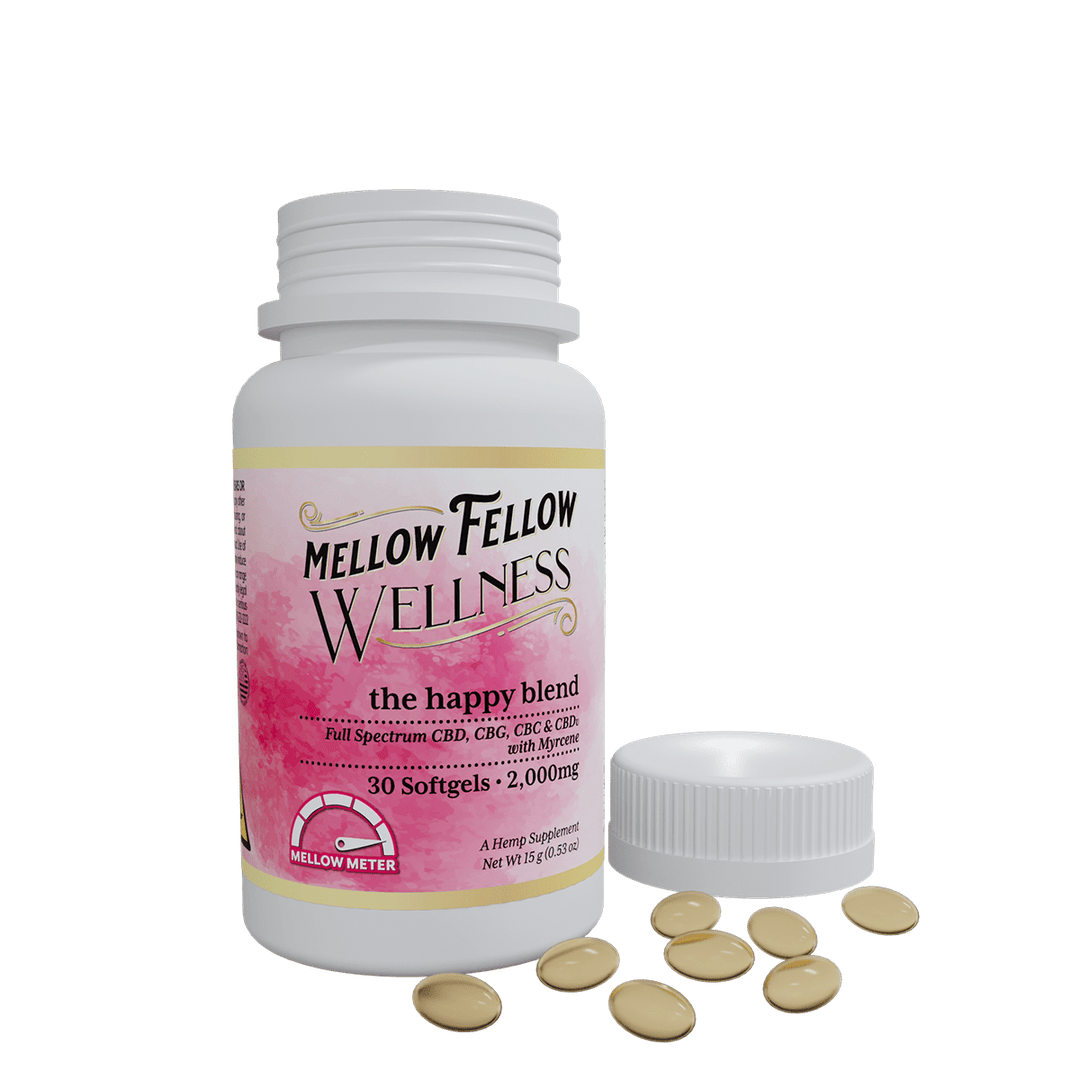 Wellness Softgel Capsules - Elevate: The Happy Blend - 2000mg - 30 ct - Mellow Fellow