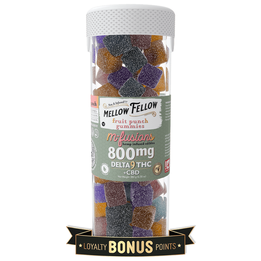 Delta 9 THC M - Fusions Fruit Punch Gummies - 40 Ct. 800mg - Mellow Fellow