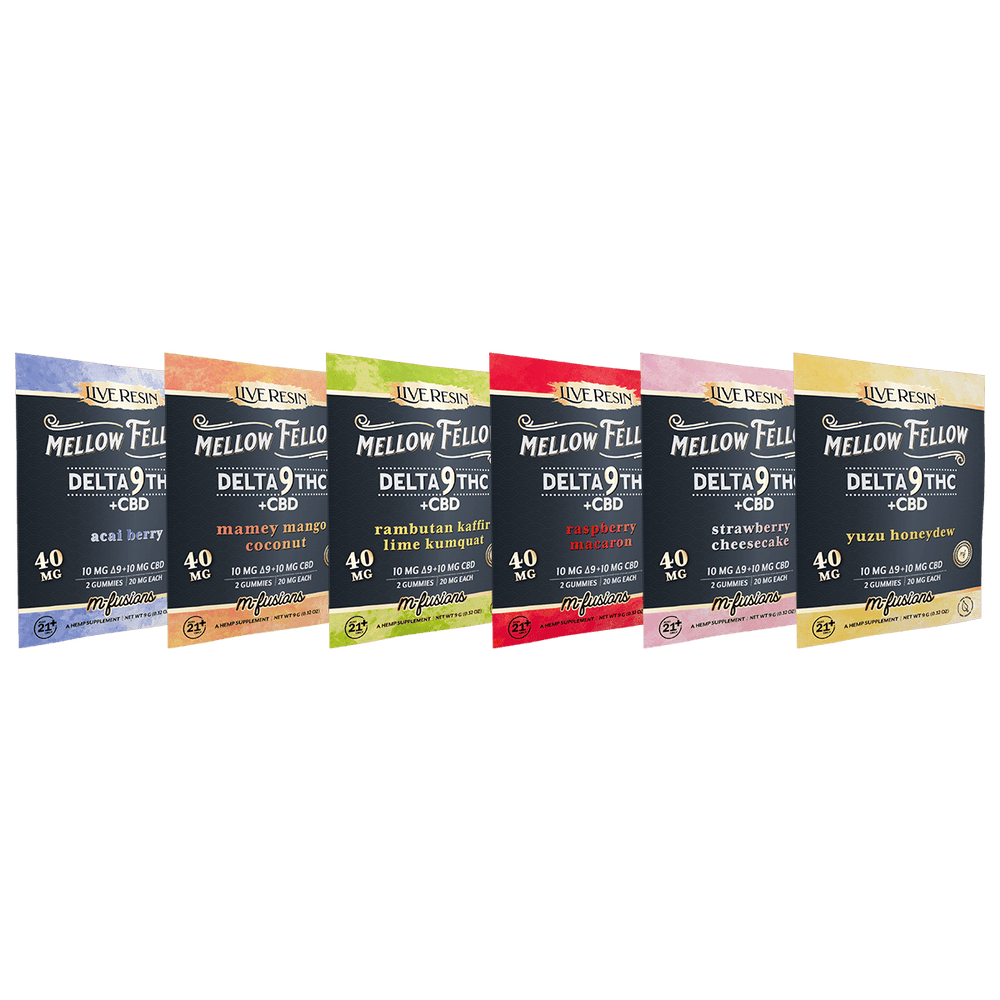 Delta 9 Live Resin Gummies 40mg 2 ct. - 6 Pack Sampler - Mellow Fellow