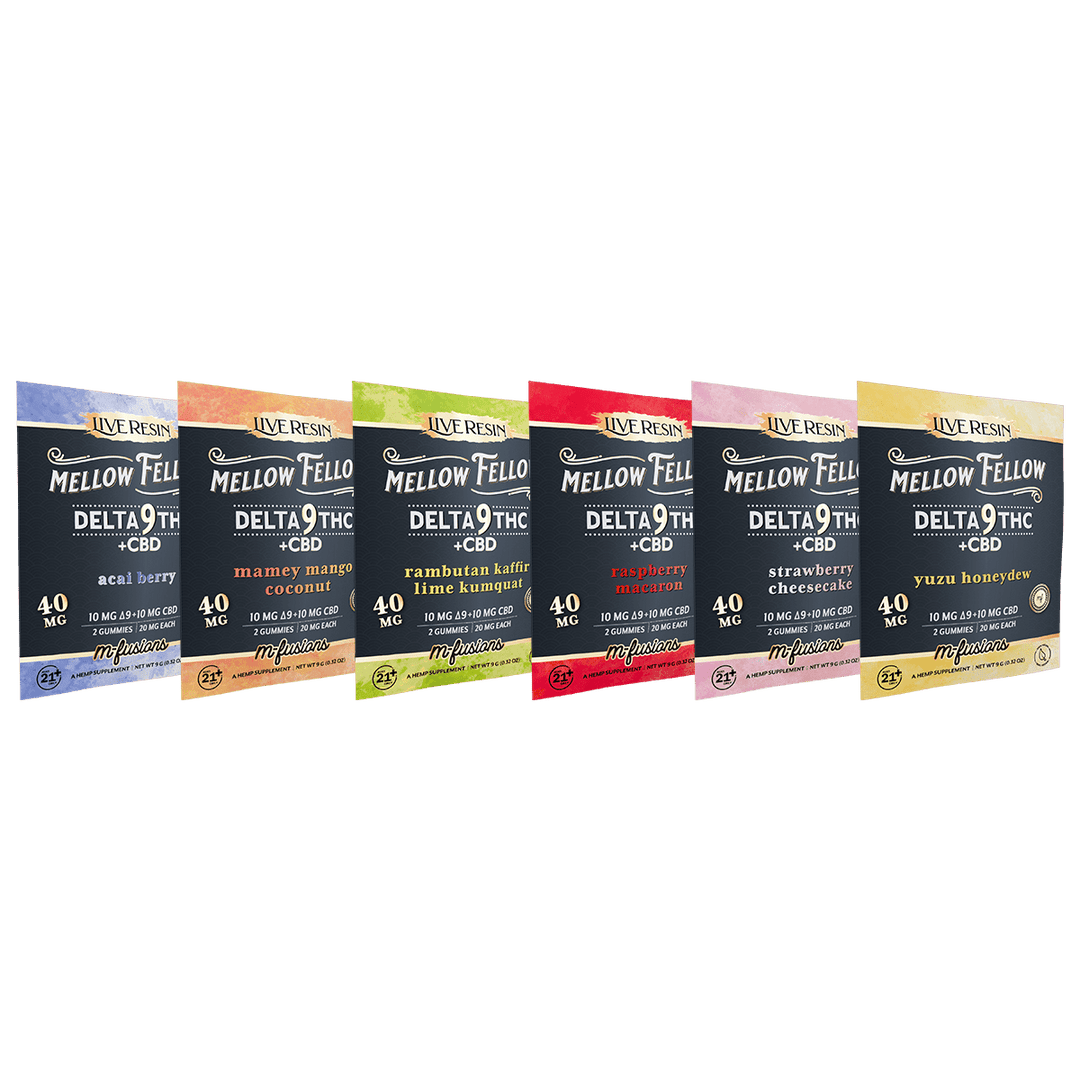 Delta 9 Live Resin Gummies 40mg 2 ct. - 6 Pack Sampler - Mellow Fellow