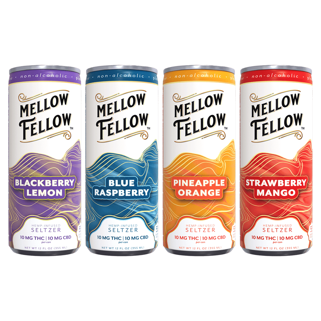 Delta 9 THC + CBD Seltzer Beverage 20MG - Variety 12 Pack - Mellow Fellow
