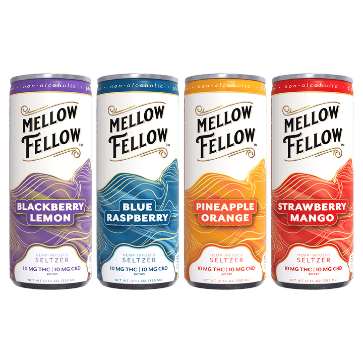 Delta 9 THC + CBD Seltzer Beverage 20MG - Variety 12 Pack - Mellow Fellow