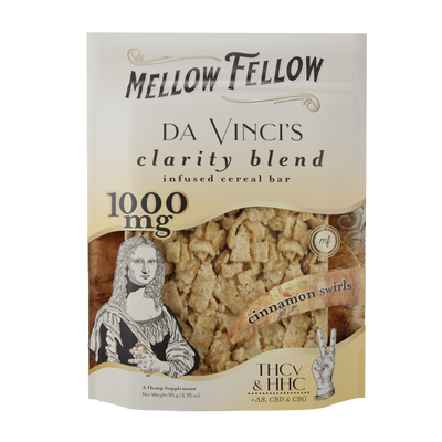 da Vinci's Clarity Blend - THCv, CBD, CBG, HHC, D8 - Cereal Bar - 1000mg - Cinnamon Swirls