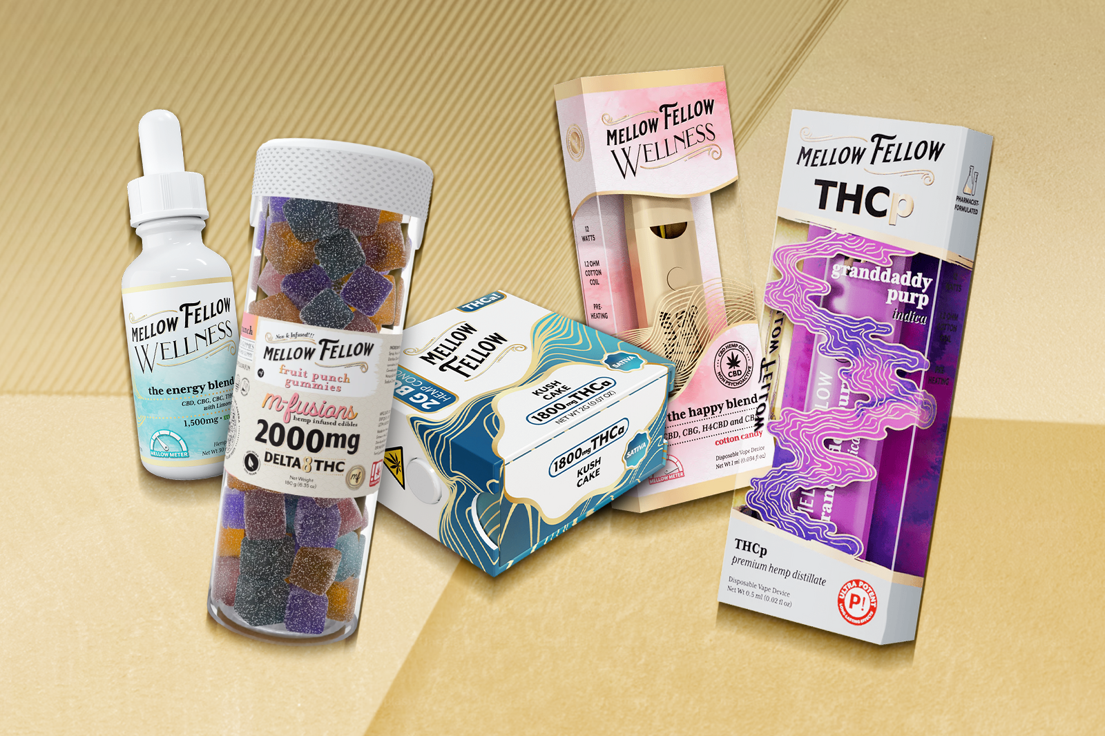Assorted products from Mellow Fellow