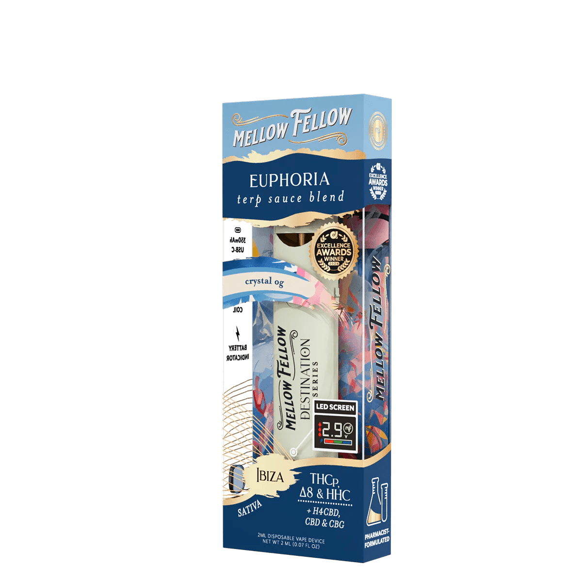 Euphoria Blend - Destination: Ibiza - Terp Sauce 2ml Disposable Vape - Crystal OG (Sativa) - Mellow Fellow