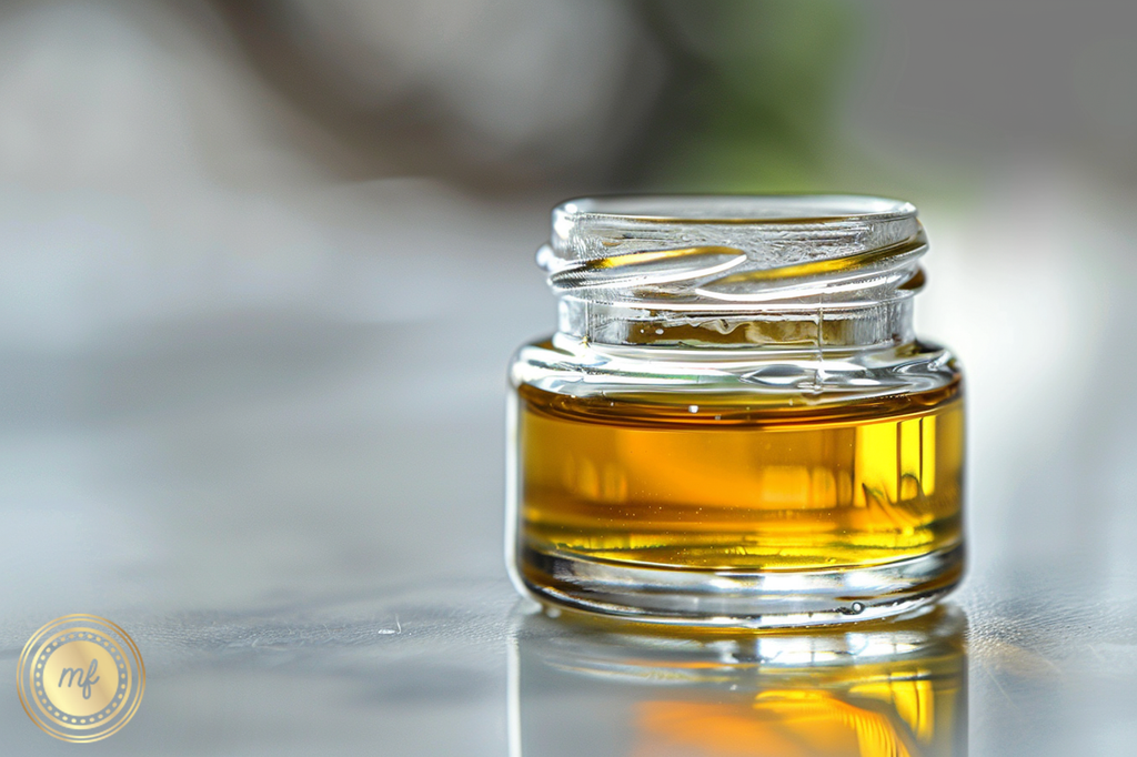 A jar of terp sauce on a flat surface
