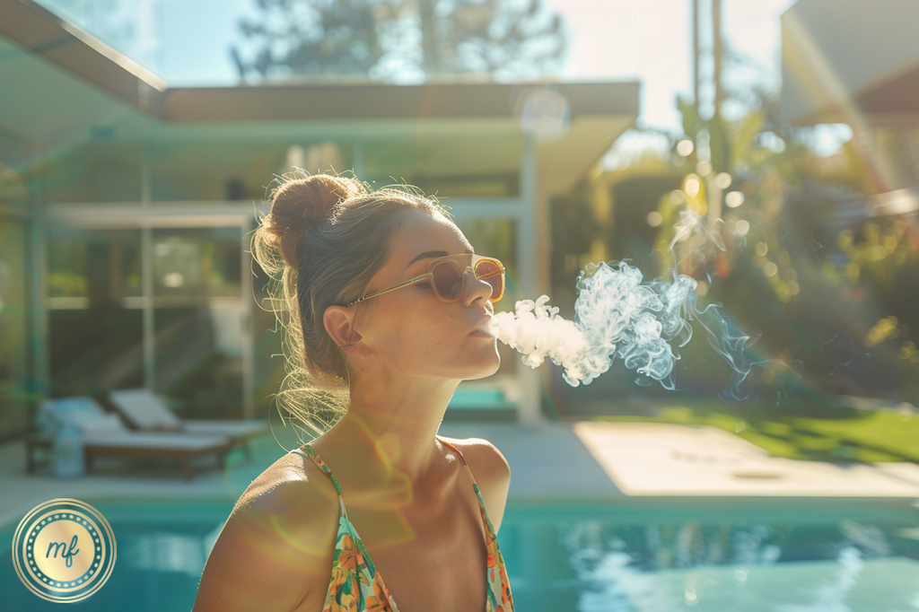 Woman smoking a joint outdoors