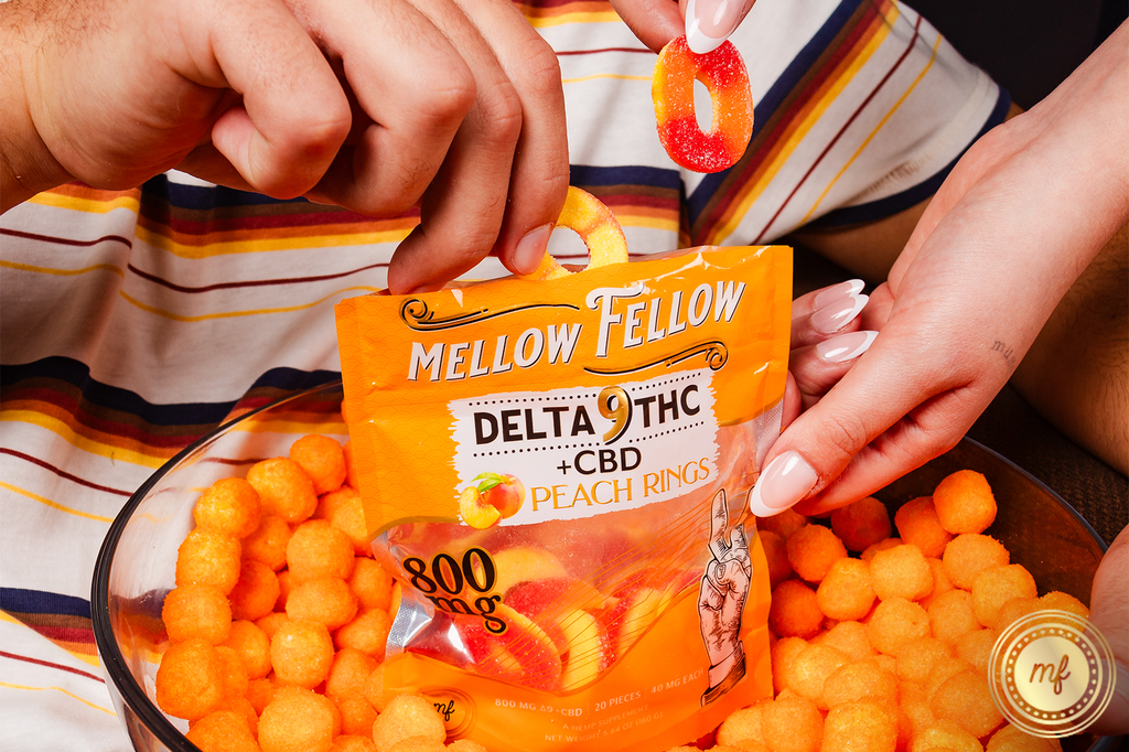 People eating Mellow Fellow's Delta 9 gummies