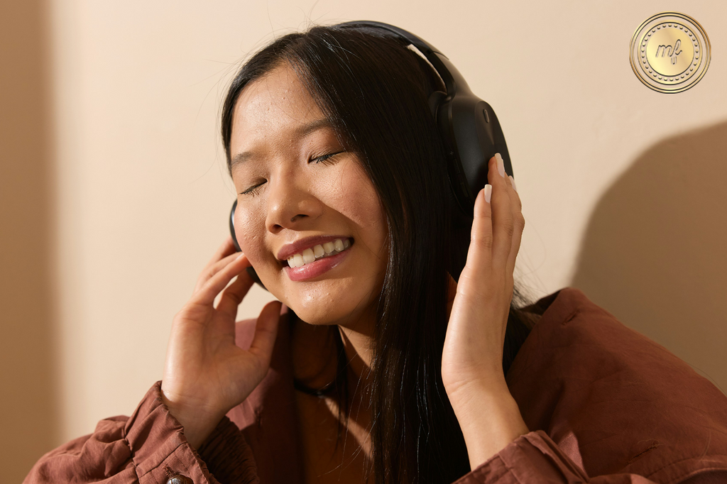 Woman wearing headphones