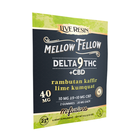 Delta 9 Live Resin Gummies 40mg 2 ct. - Rambutan Kaffir Lime Kumquat - Mellow Fellow