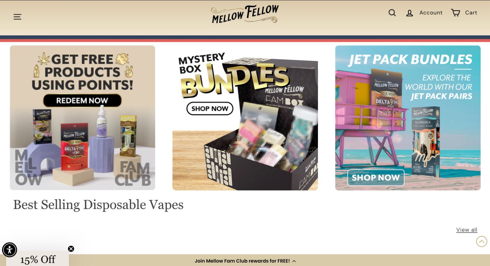 Screen shot of Mellow Fellow homepage