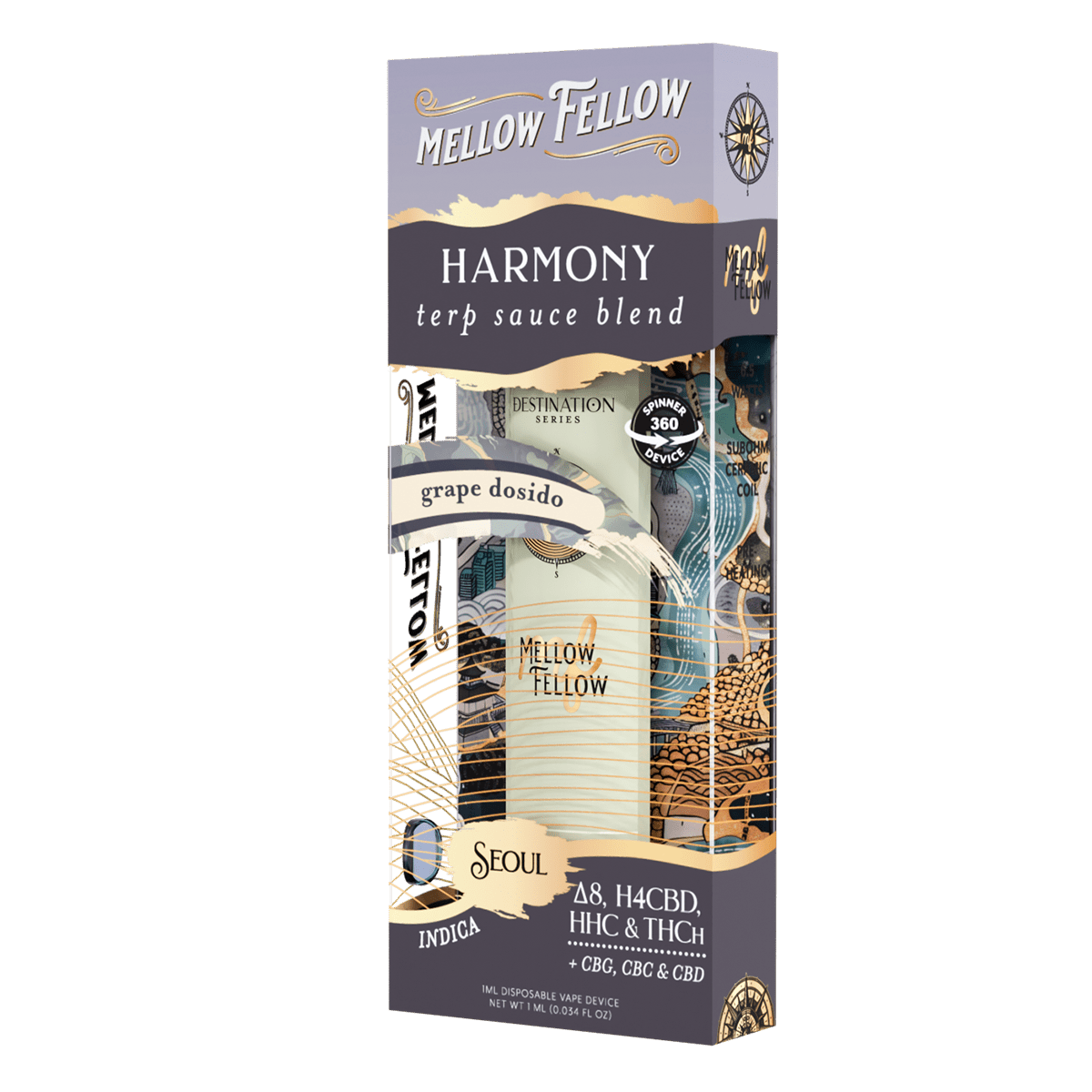 Harmony Blend - Seoul - Terp Sauce 1ml Disposable Vape - Grape Dosidos (Indica) - Mellow Fellow