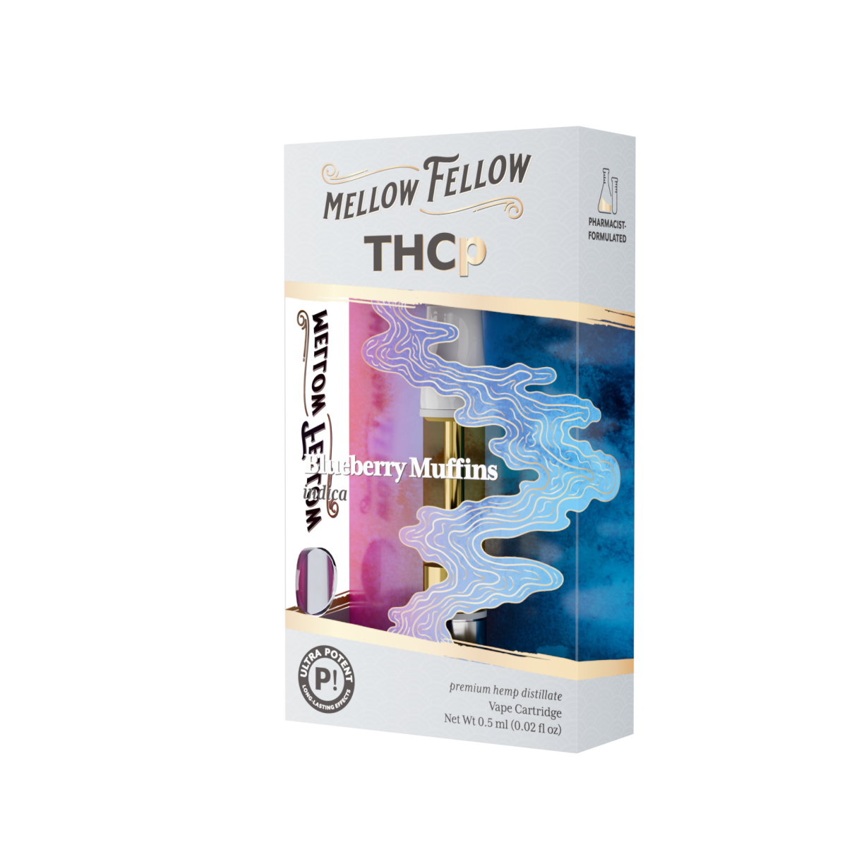 THCp 0.5ml Vape Cartridge - Blueberry Muffins (Indica) - Mellow Fellow