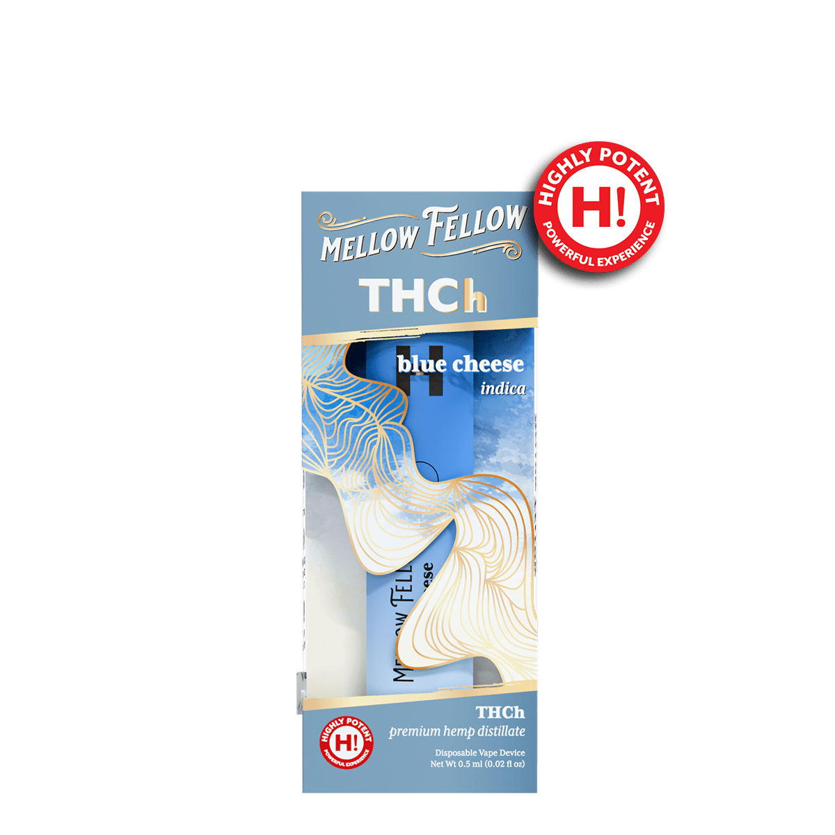 THCh 0.5g Disposable Vape - Blue Cheese (Indica) - Mellow Fellow