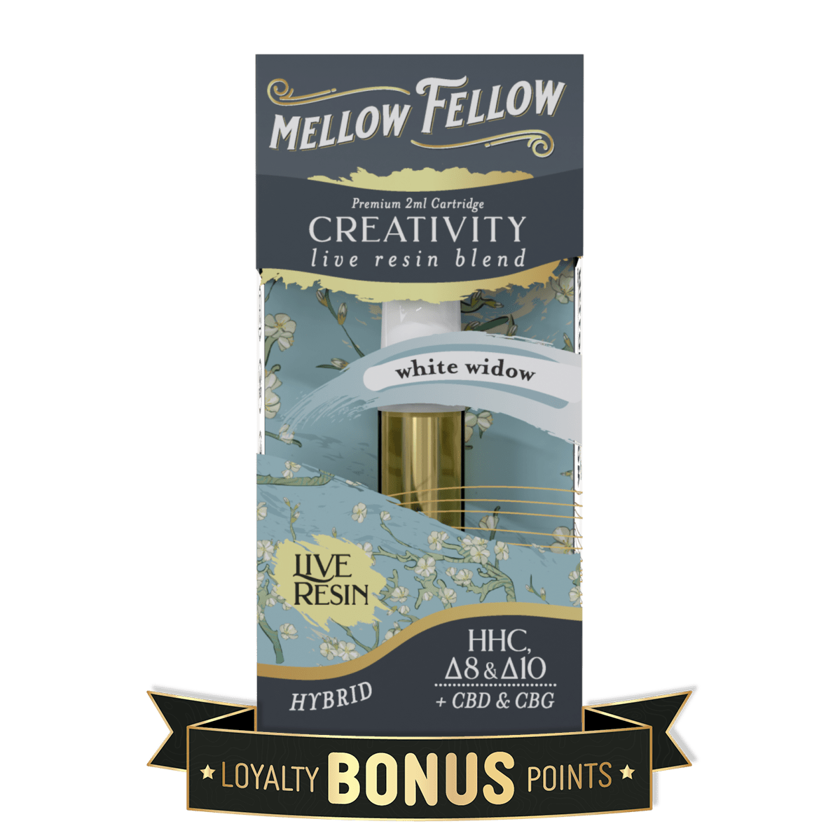Creativity Blend 2ml Live Resin Vape Cartridge - White Widow (Hybrid) - Mellow Fellow