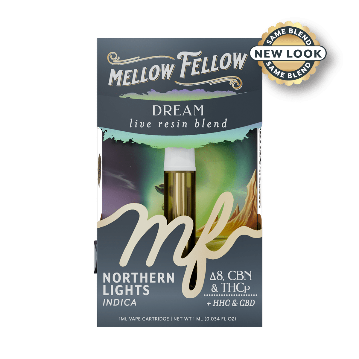 Dream Blend 1ml Live Resin Vape Cartridge - Northern Lights (Indica) - Mellow Fellow