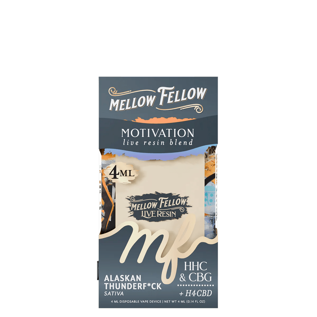 Motivation Blend 4ml Live Resin Disposable Vape - Alaskan Thunderf*ck (Sativa) - Mellow Fellow