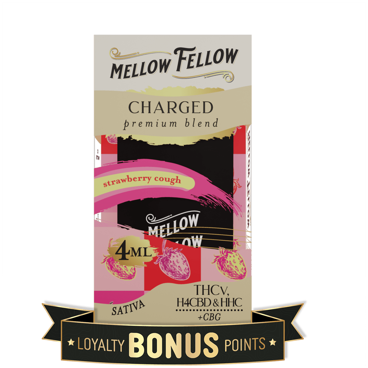 Charged Blend 4ML Disposable Vape - Strawberry Cough (Sativa) - Mellow Fellow