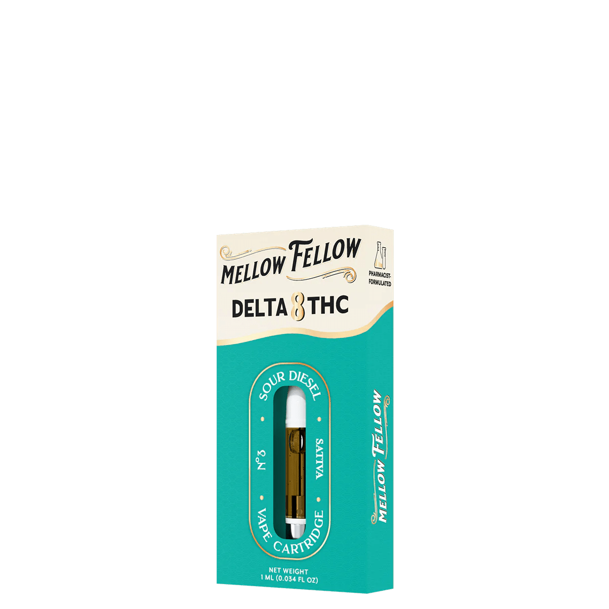 Delta 8 1ml Vape Cartridge - Sour Diesel (Sativa) - Mellow Fellow