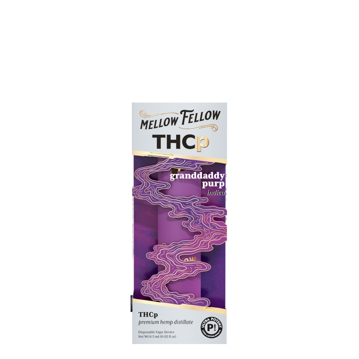 THCp 0.5g Disposable Vape - Granddaddy Purp (Indica) - Mellow Fellow
