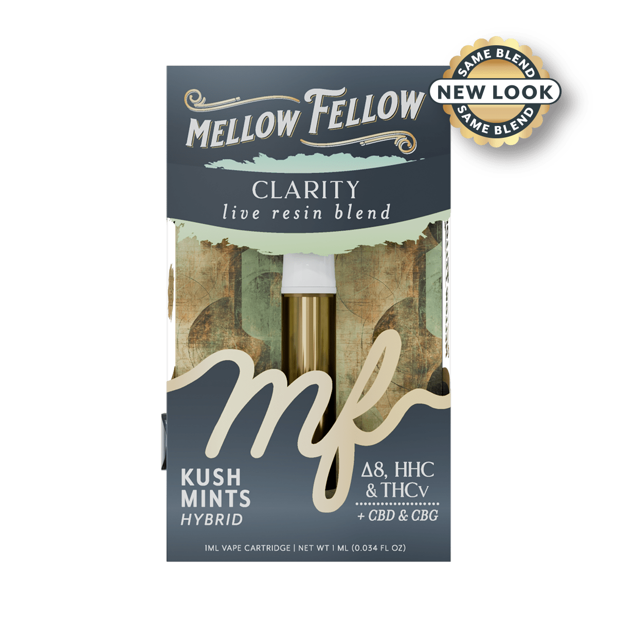 Clarity Blend 1ml Live Resin Vape Cartridge - Kush Mints (Hybrid) - Mellow Fellow