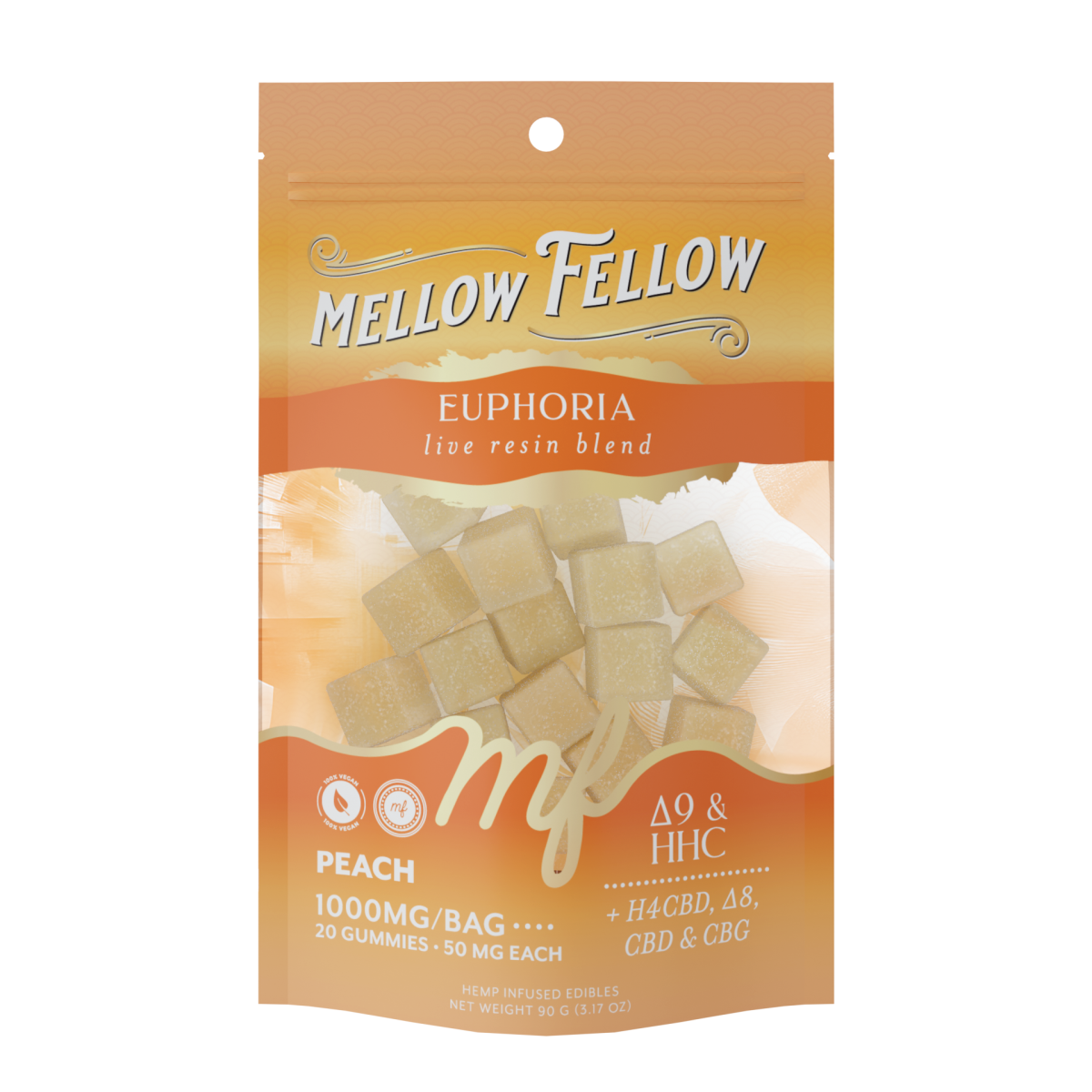 Euphoria Blend - Live Resin M - Fusions Edibles - Peach 1000mg - Mellow Fellow