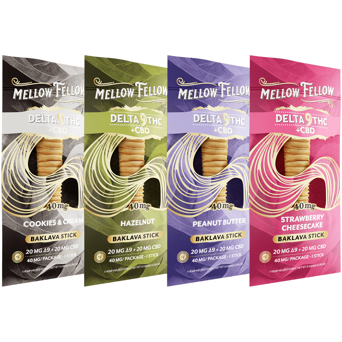 Delta 9 THC + CBD Baklava Sticks 4 Pack - Mellow Fellow